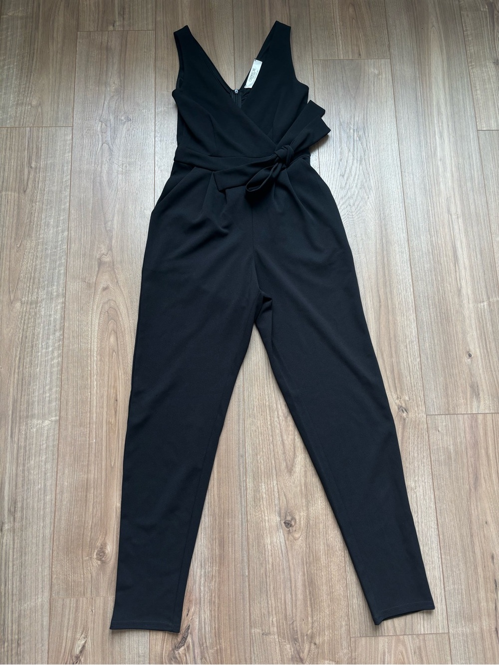 Outrageous Fortune Black Faux Wrap Sleeveless Jumpsuit | US4 UK8